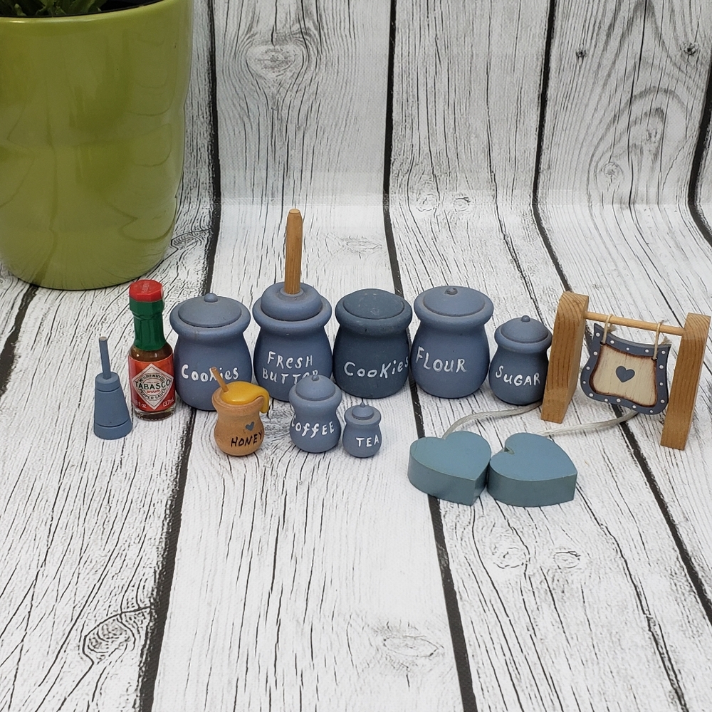 Kitchenware Miniature Wooden Dollhouse Accessories,12Pcs